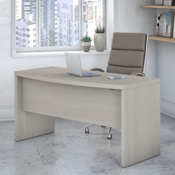Office By Kathy Ireland Echo 60W Bow Front Desk In Gray Sand