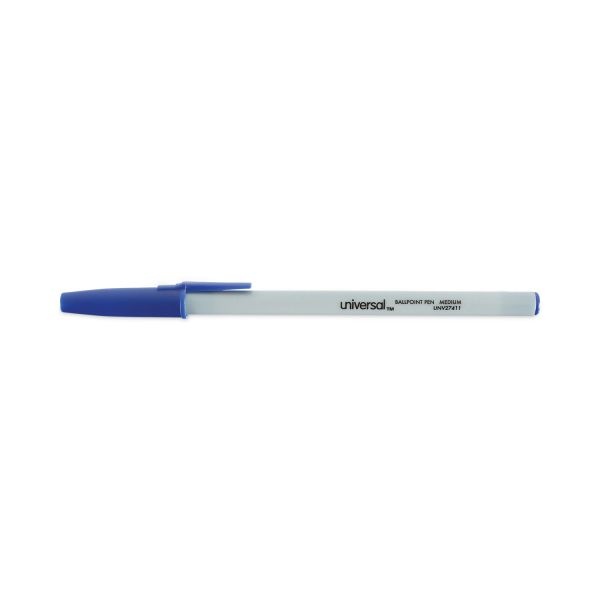 Ballpoint Pen, Stick, Medium 1 Mm, Blue Ink, Gray/Blue Barrel, Dozen