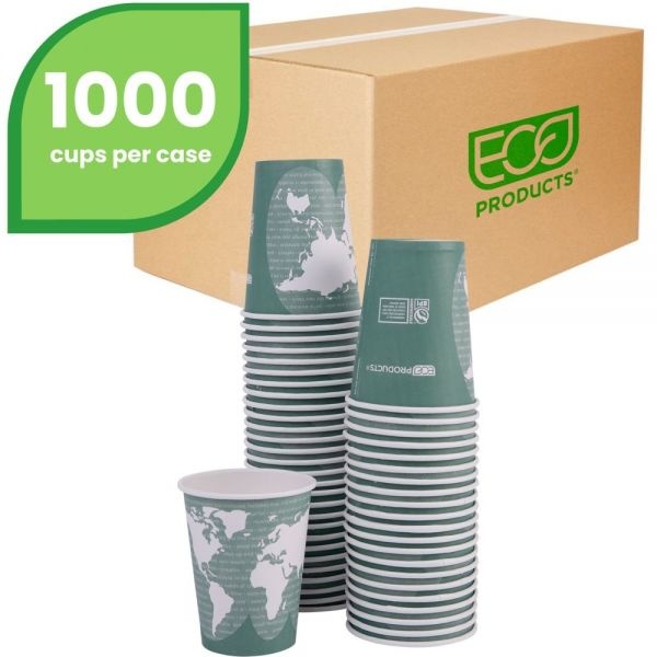 Eco-Products World Art Renewable And Hot Cups, 12 Oz, 50/Pack, 20 Packs/Carton