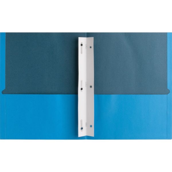 Business Source Light Blue Two Pocket Folders With Fasteners