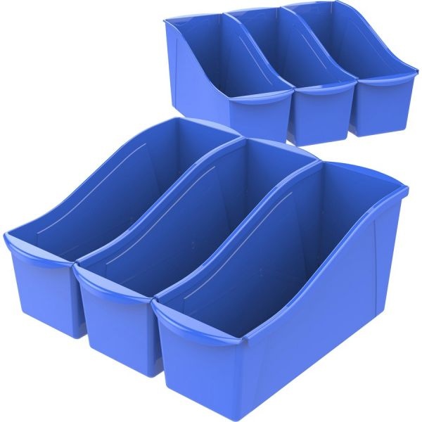 Storex Large Book Bin, Blue (Case Of 6)
