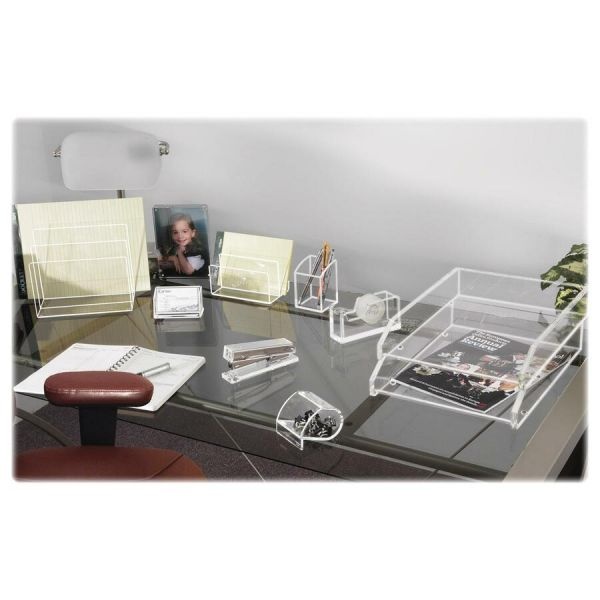 Kantek Clear Acrylic Letter Tray, 2 Sections, Letter Size Files, 10.5" X 13.75" X 2.5", Clear, 2/Pack