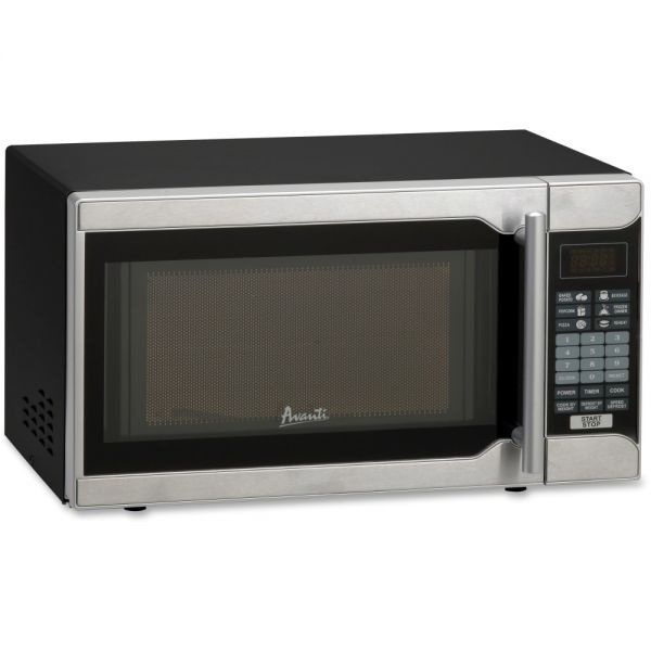 Avanti 0.7 Cu.Ft Capacity Microwave Oven, 700 Watts, Stainless Steel And Black