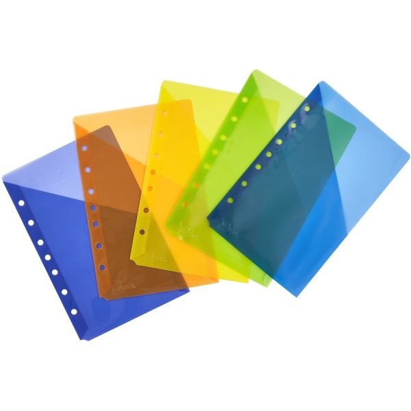 Avery Small Binder Pockets, Standard, 7-Hole Punched, Assorted, 9.25 X 5.5, 5/Pack