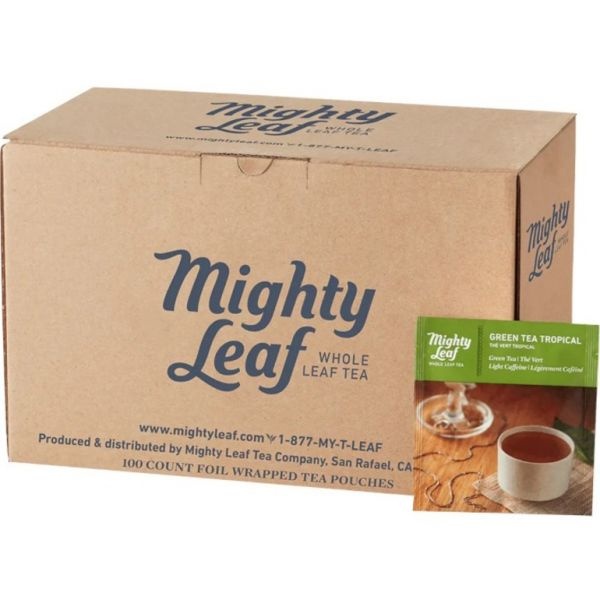 Mighty Leaf Tea Whole Leaf Tea Pouches, Green Tea Tropical, 15/Box