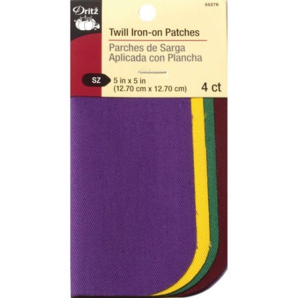 Iron-On Twill Patches 5"X5" 4/Pkg