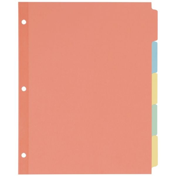 Avery Write-On Paper Dividers For 3 Ring Binders, 8.5" X 11", 5-Tab Set, Multicolor, Pack Of 36 Sets