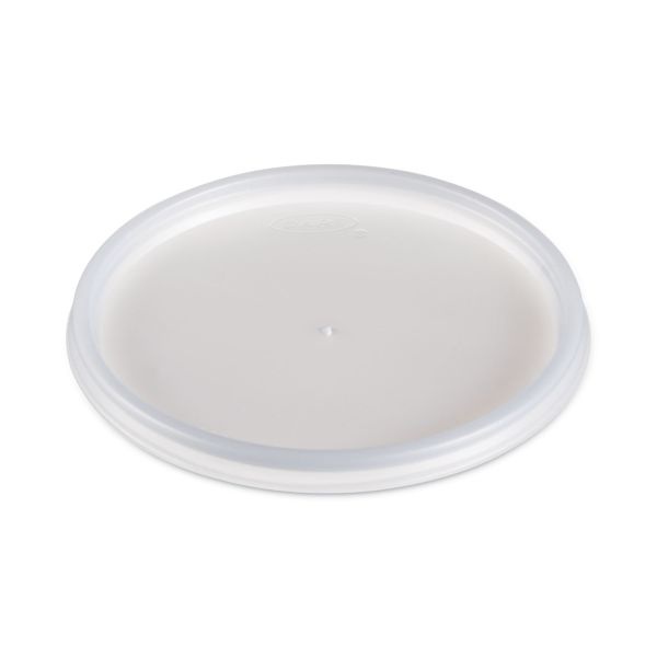 Dart Plastic Lids For Foam Cups, Bowls And Containers, Flat, Vented, Fits 6-32 Oz, Translucent, 100/Pack, 10 Packs/Carton