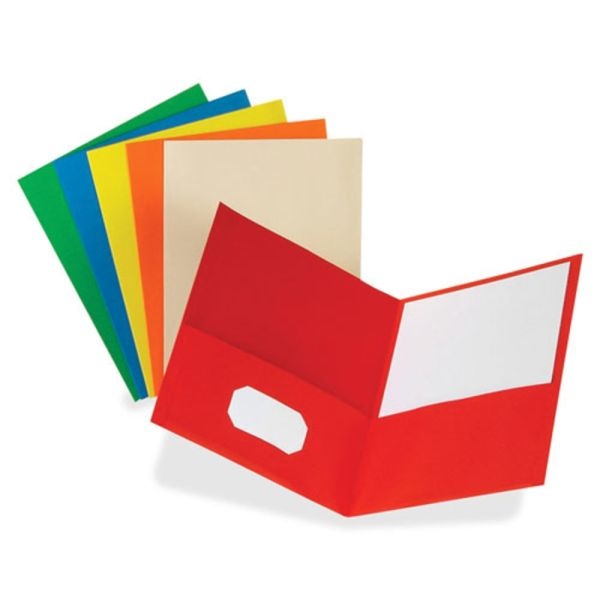 Oxford Letter Recycled Pocket Folder - 8 1/2" X 11" - 100 Sheet Capacity - 2 Internal Pocket(S) - Leatherette - Red - 10% Recycled - 25 / Box