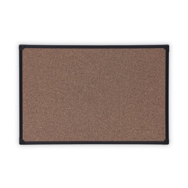 Universal Tech Cork Board, 36 X 24, Cork, Black Plastic Frame
