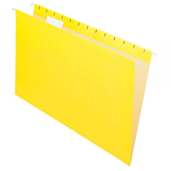2-Tone Hanging File Folders, 1/5 Cut, 8 1/2" X 14", Legal Size, Yellow, Box Of 25 Folders
