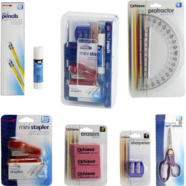 Back To School Pencil Box / Essential Supplies Organizer Kit, 8 Pieces