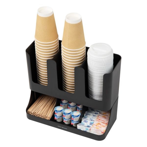 Mind Reader Anchor Collection 6-Compartment 2-Tier Coffee Condiment And Cup Organizer, 11.5"H X 6-32/5"W X 13"D, Black