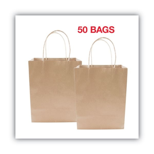 Cosco Premium Shopping Bag, 8" X 4" X 10.25", Brown Kraft, 50/Box