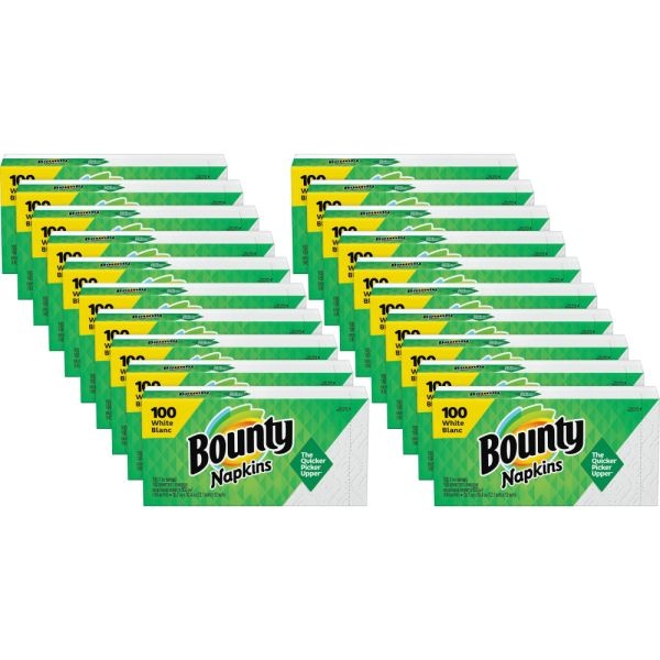 Bounty Everyday 1-Ply Napkins, 12-1/8" X 12", White, 100 Napkins Per Pack, Carton Of 20 Packs