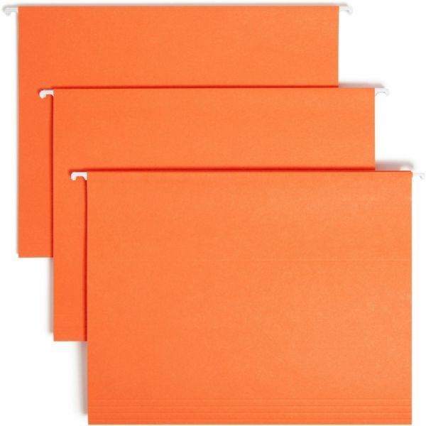 Smead Hanging File Folders, 1/5-Cut Adjustable Tab, Letter Size, Orange, Box Of 25