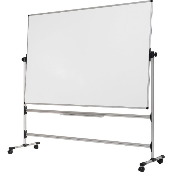 Mastervision Earth Silver Easy Clean Mobile Revolver Dry Erase Boards, 48 X 70, White Surface, Silver Steel Frame