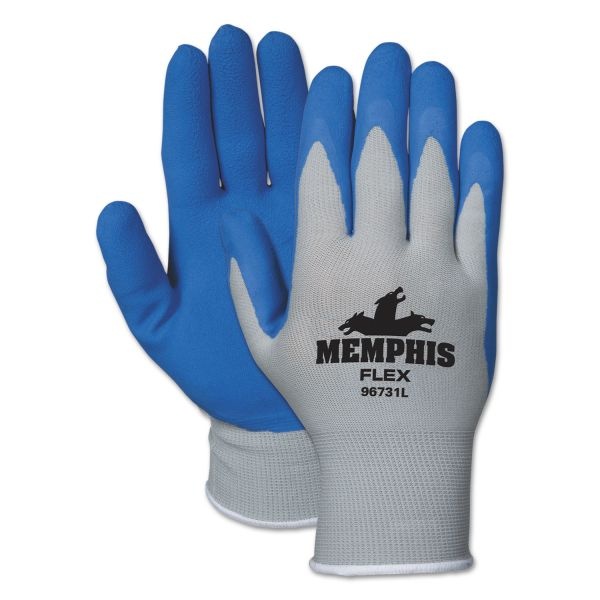 Mcr Safety Memphis Flex Seamless Nylon Knit Gloves, Medium, Blue/Gray, Dozen