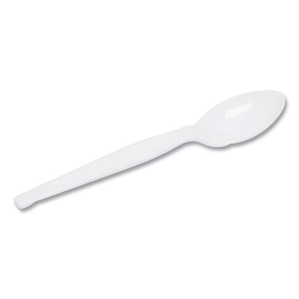 Dixie Plastic Cutlery, Heavyweight Teaspoons, White, 1,000/Carton