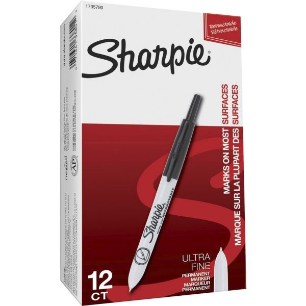 Sharpie Retractable Permanent Marker, Extra-Fine Needle Tip, Black
