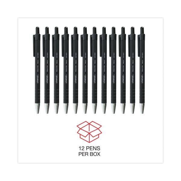 Ballpoint Pen, Retractable, Medium 1 Mm, Black Ink, Black Barrel, Dozen