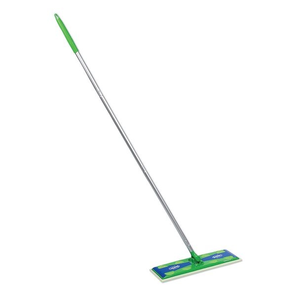 Swiffer Sweeper Mop, 17 X 5 White Cloth Head, 46" Green/Silver Aluminum/Plastic Handle, 3/Carton