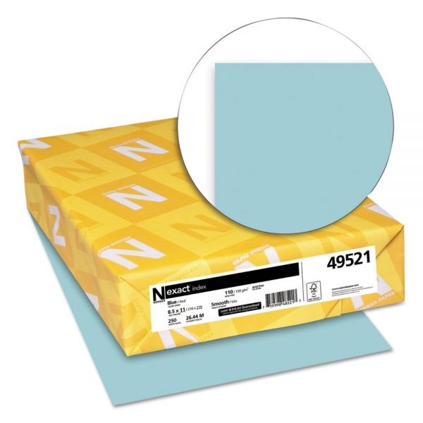 Neenah Exact Index Card Stock 8 12 x 11 110 Lb. Blue Pack Of 250