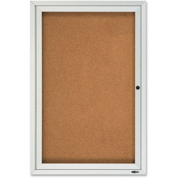 Quartet Enclosed Outdoor 1-Door Bulletin Board, 36" X 24", Aluminum Frame With Silver Finish