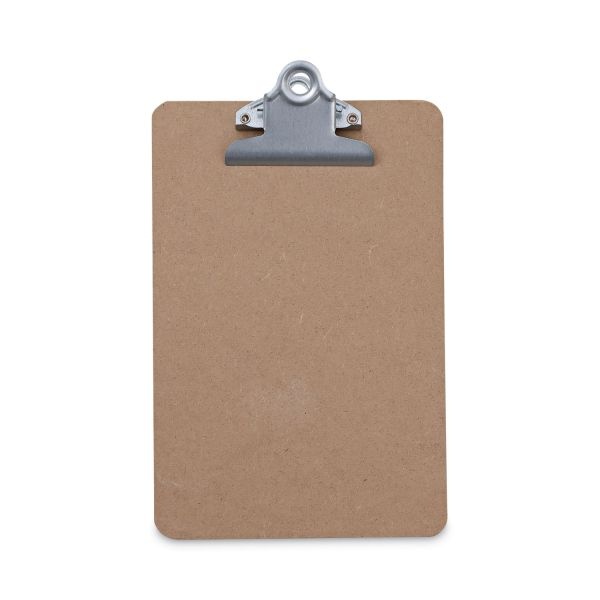 Universal Hardboard Clipboard, 0.75" Clip Capacity, Holds 5 X 8 Sheets, Brown