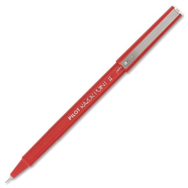 Pilot Razor Point Ii Marker Pens - Super Fine Pen Point - 0.3 Mm Pen Point Size - Red - Red Barrel - Plastic Tip - 12 / Dozen