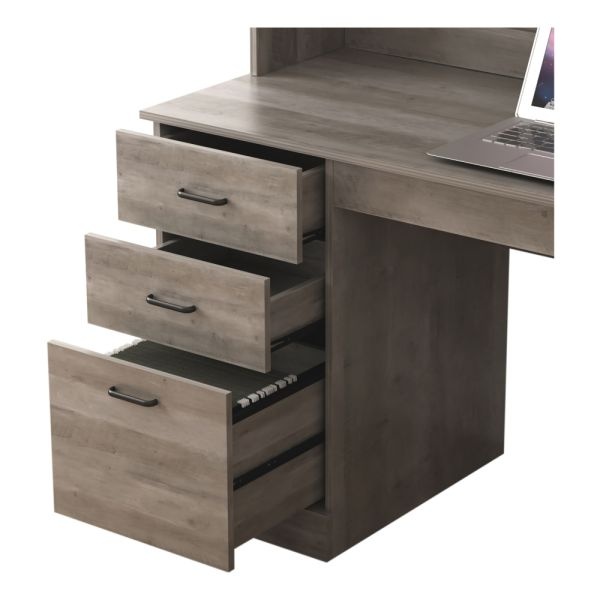 Peakwood 65"W Computer Desk With Hutch And Wireless Charging, Smoky Brown