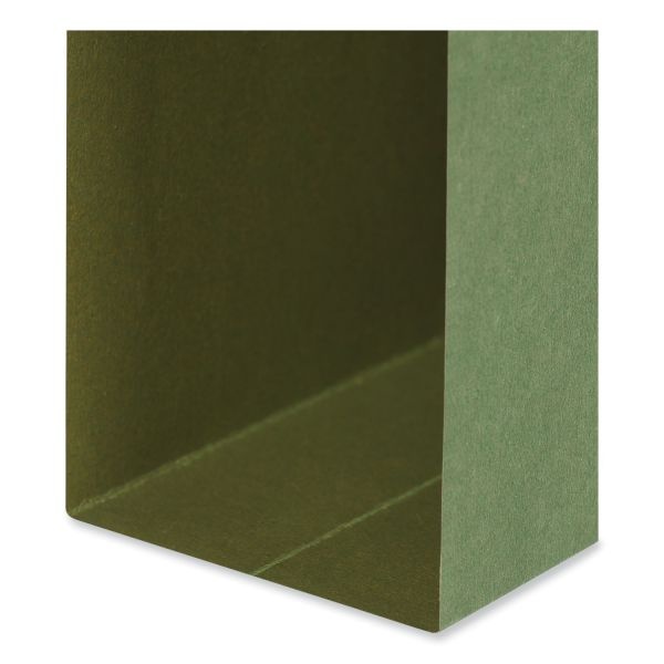 Universal Box Bottom Hanging File Folders, 3" Capacity, Letter Size, 1/5-Cut Tabs, Standard Green, 25/Box