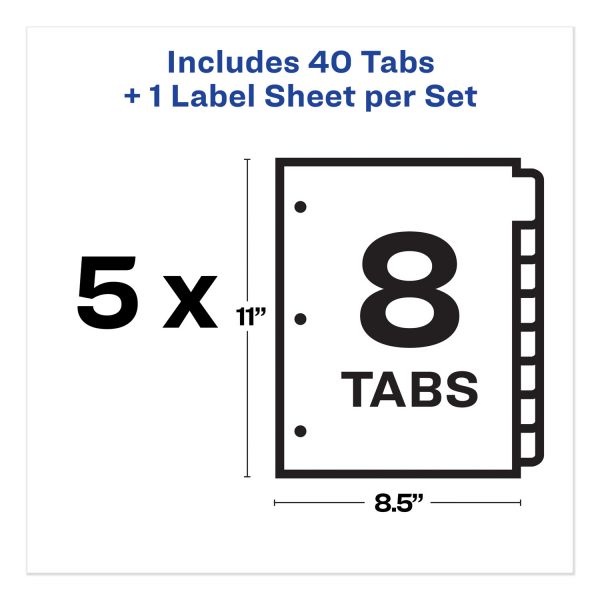 Avery Index Maker Print & Apply Clear Label Plastic Dividers, 8-Tab, White Tab, Letter, 5 Sets