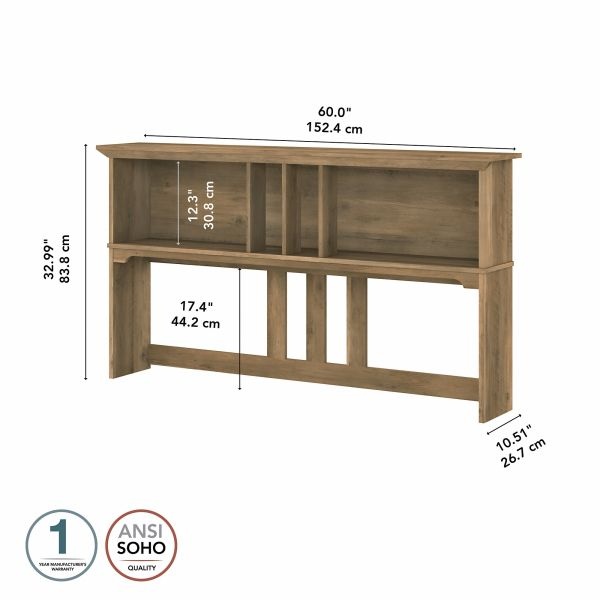 Bush Furniture Salinas 60W Hutch For L Shaped Desk In Reclaimed Pine