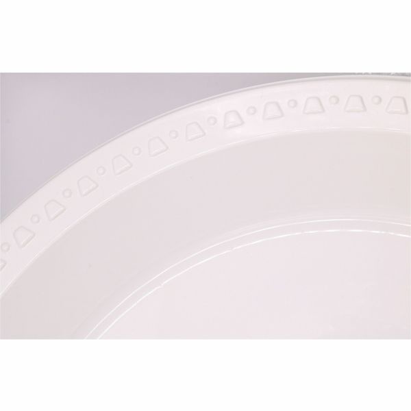 Tablemate Plastic Dinnerware, Plates, 10.25" Dia, White, 125/Pack