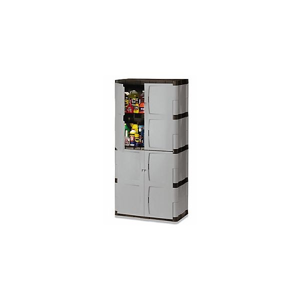 Rubbermaid Double-Door Storage Cabinet - Base/Top, 36W X 18D X 72H, Gray/Black