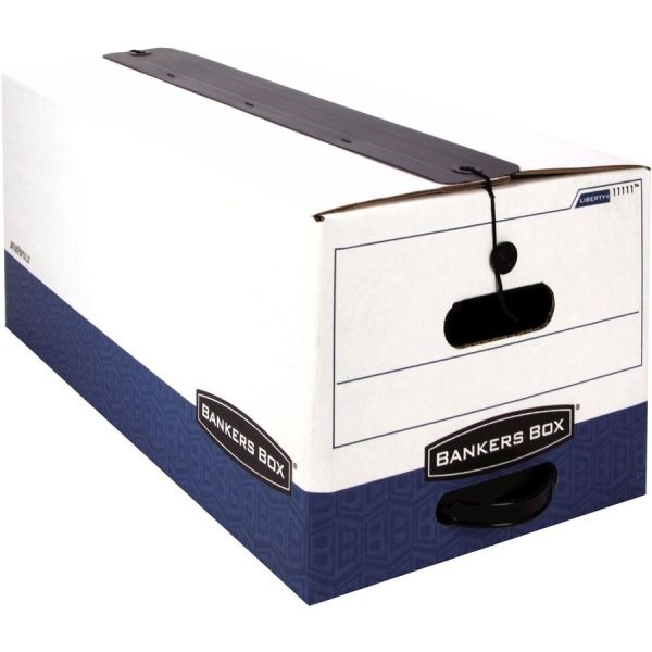Bankers Box Liberty Plus Heavy-Duty Strength Storage Boxes, Legal Files, 15.25" X 24.13" X 10.75", White/Blue, 12/Carton