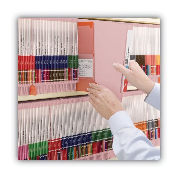 Smead Shelf-Master Reinforced End Tab Colored Folders, Straight Tabs, Letter Size, 0.75" Expansion, Pink, 100/Box