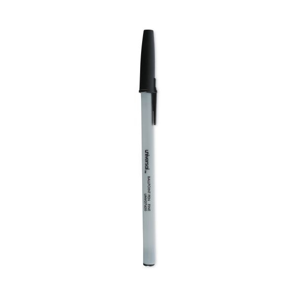 Ballpoint Pen, Stick, Fine 0.7 Mm, Black Ink, Gray/Black Barrel, Dozen