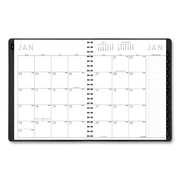 At-A-Glance Contemporary Weekly/Monthly Planner, Vertical-Column Format, 11 X 8.25, Graphite Cover, 12-Month (Jan To Dec): 2024