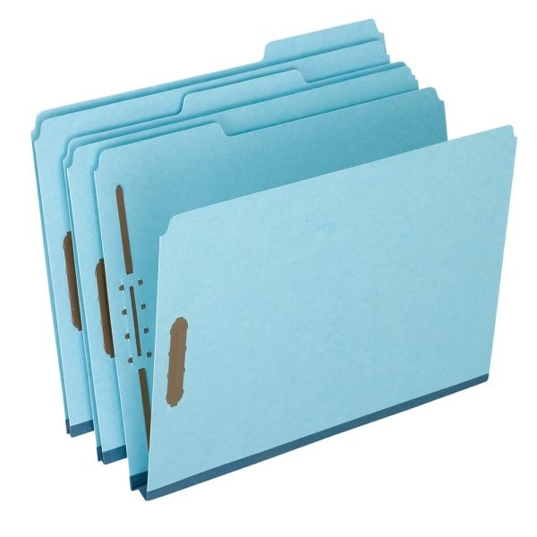 Pendaflex Heavy-Duty Pressboard Folders With Embossed Fasteners, Letter Size, 100% Recycled, Blue, Pack Of 25