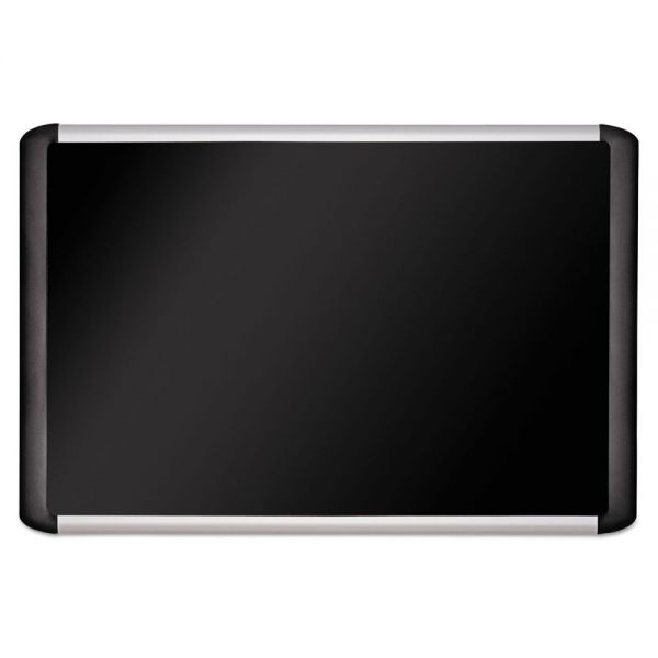 Mastervision Soft-Touch Bulletin Board, 48 X 36, Black Fabric Surface, Aluminum/Black Aluminum Frame
