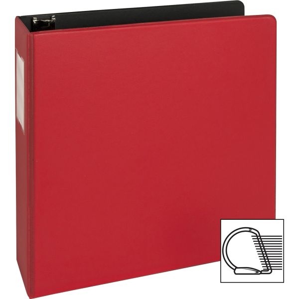 Business Source Slanted D-Ring Binders, 2" Ring, Red