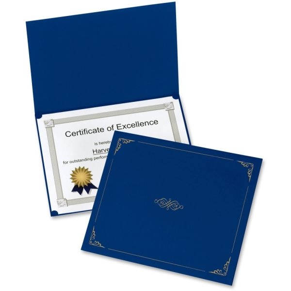 Oxford Linen-Finish Certificate Holders - Letter - 8 1/2" X 11" Sheet Size - Linen - Dark Blue - 5 / Pack