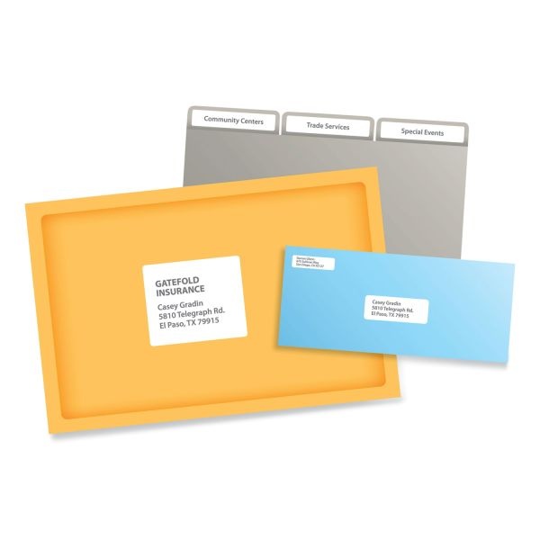 Pres-A-Ply Labels, Laser Printers, 1 X 4, White, 20/Sheet, 100 Sheets/Box