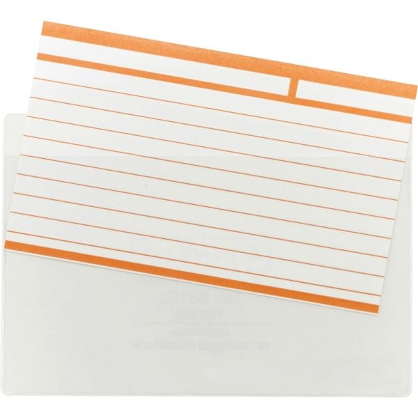 Smead Self-Adhesive Poly Pockets, 5-5/16" X 3-5/8", Clear, Index Card Size, Box Of 100