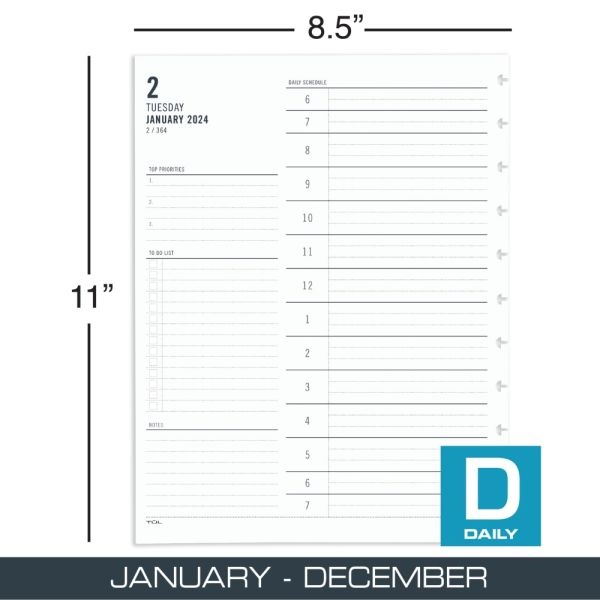 Tul Discbound Daily Planner Refill Pages, Letter Size