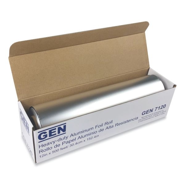 Gen Heavy-Duty Aluminum Foil Roll, 12" X 500 Ft, 6/Carton