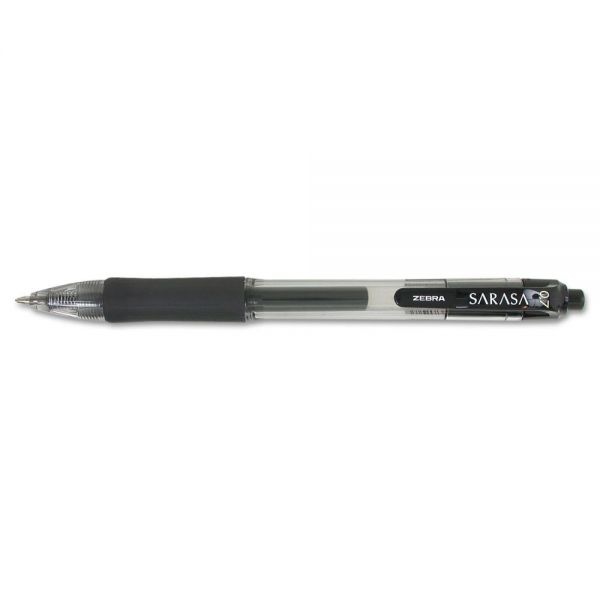 Zebra Sarasa Dry Gel X20 Gel Pen, Retractable, Medium 0.7 Mm, Black Ink, Smoke Barrel, 12/Pack