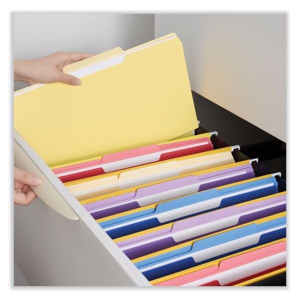 Universal Interior File Folders, 1/3-Cut Tabs: Assorted, Legal Size, 11-Pt Stock, Yellow, 100/Box
